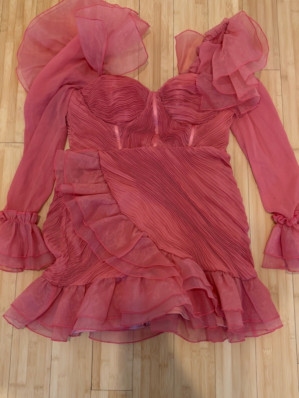 ASOS Pink Ruffled Mini Dress - Picture 2 of 4